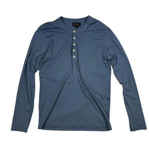 Velvet by Graham & Spencer Alvaro Long Sleeve Henley Cotton Blue Size S